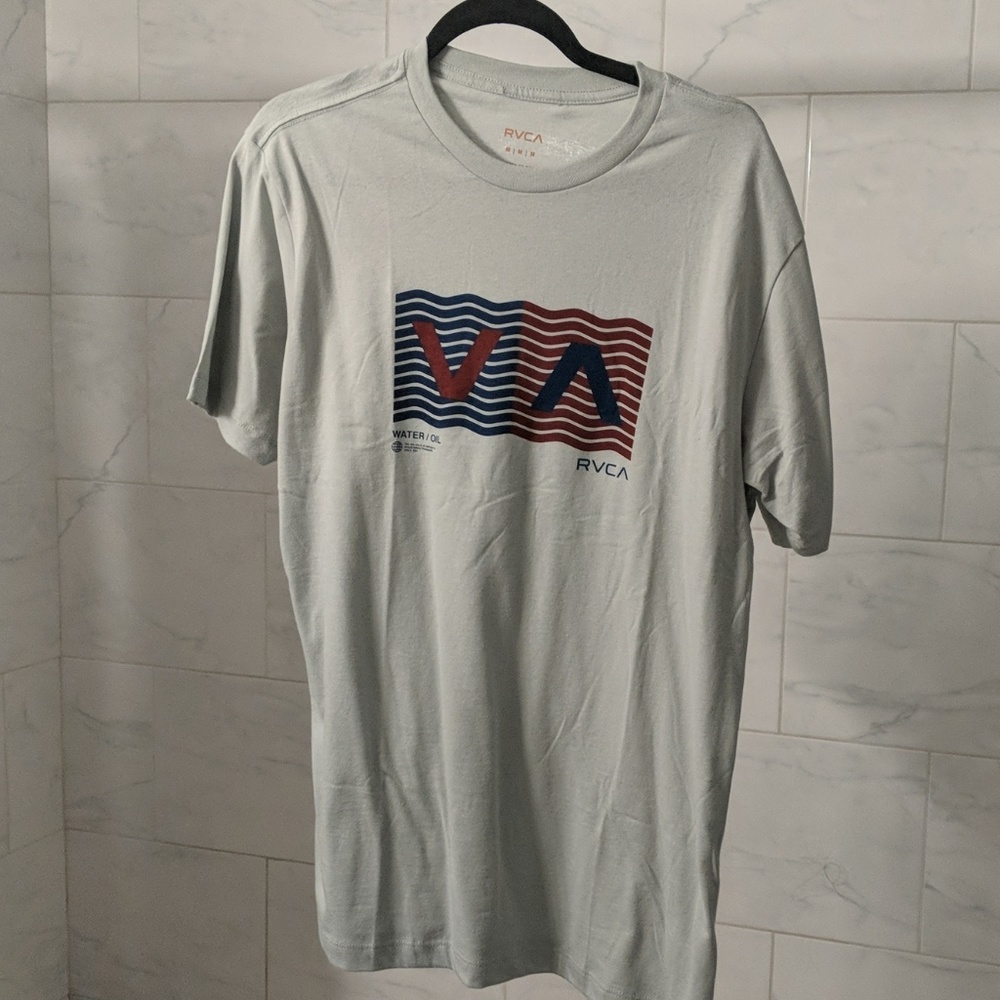 RVCA Water/Oil Shirt very light blue NEW NO TAG